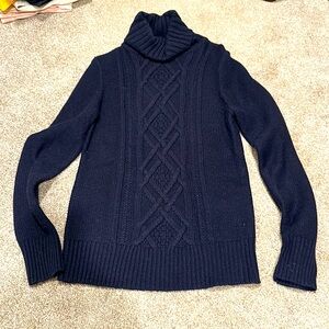 J Crew Navy Blue Cable Knit Sweater Size M